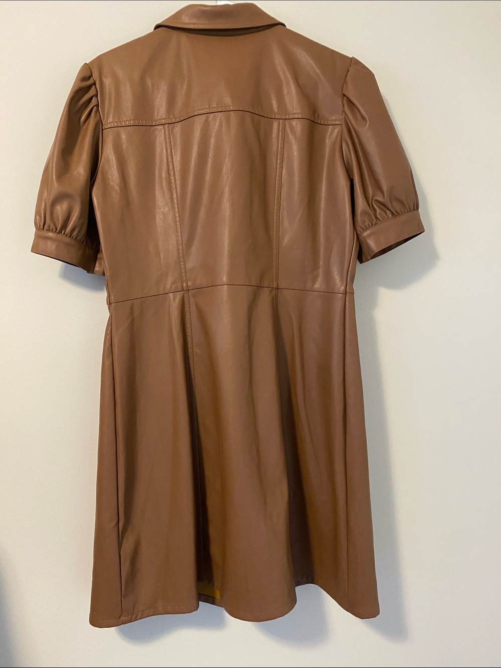 Kit + Sky Tan Faux Leather Button-Front Dress - Picture 4 of 7